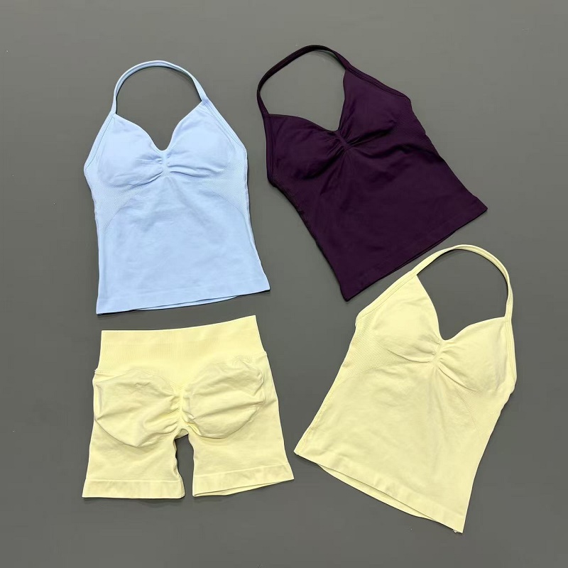 Suspender Tank Top - Conjunto de treino feminino, 2 peças,