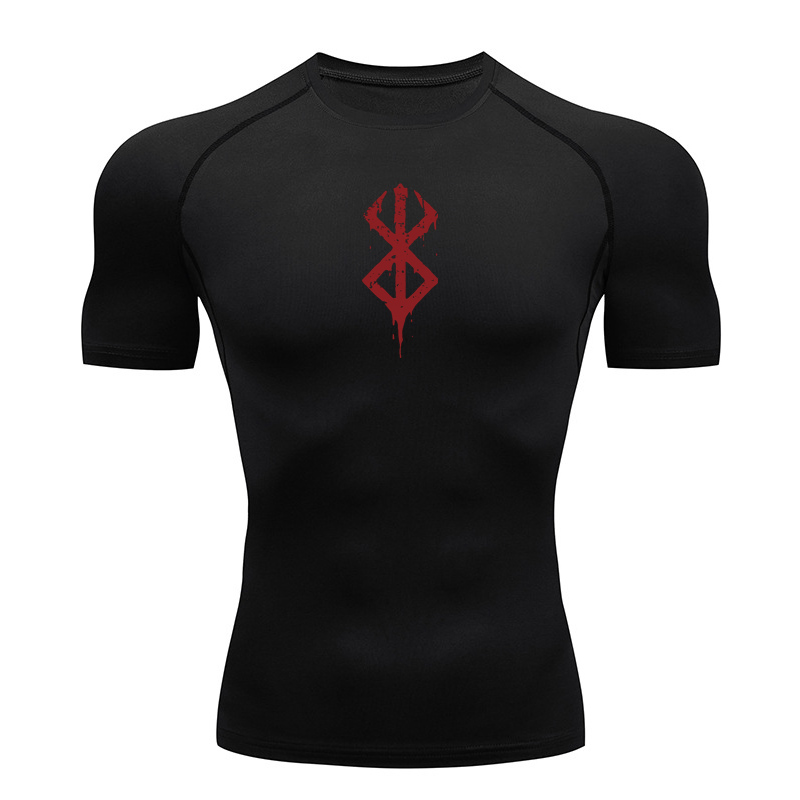 Base Layer Top - Camisetas de Compressão Masculinas Estampadas de